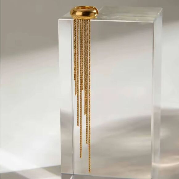 New Elegant Gold Ss Chain Ear Cuff Curated Ear Stacking Earring 1 Pc - Picture 3 of 8